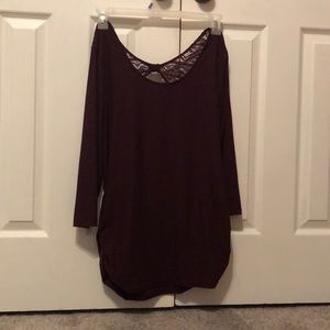 Dark maroon tight long sleeve shirt